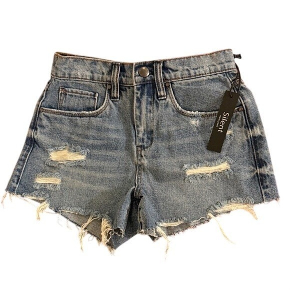 Silent New York Shorts Womens 24 83FW8514AZ Blue Distressed NEW‎